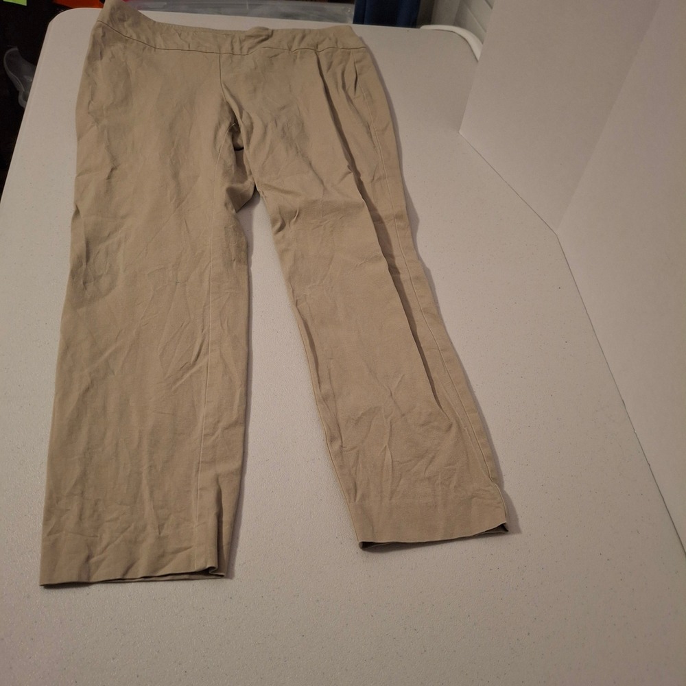 Crown‎ & Ivy Ashley Women's Tan Straight Leg Pull On Pants Size 14 Cotton Blend